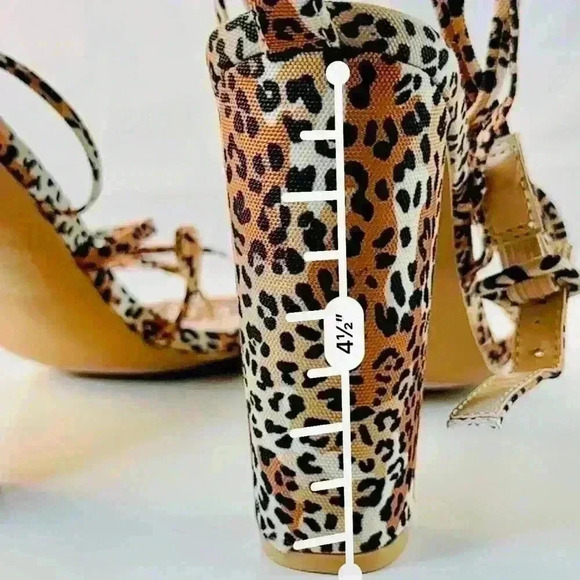 Miss Lola Adelle-2 Women’s Sz 7 Cheers Pattern Ankle Ties Heel Sandals - Picture 5 of 5